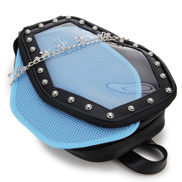 Gothic Coffin Shape Purse Handbag for Women\'s Halloween Shoulder Bag Blue